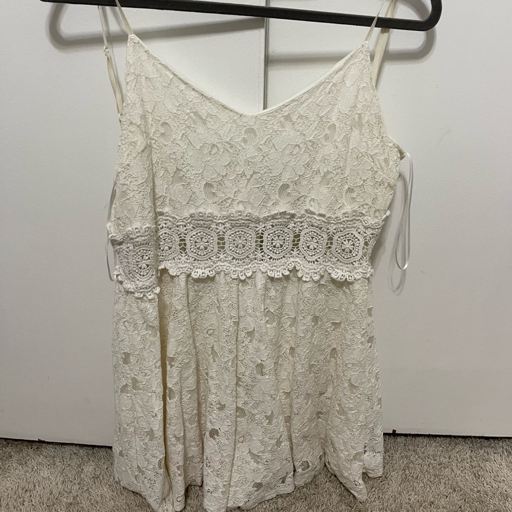 Cream lace romper